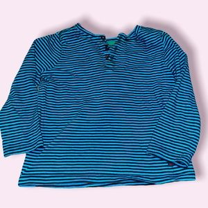 Kids Club - Boys Long Sleeve blue & black striped top | 2T